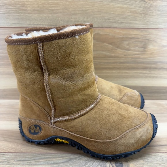 Merrell Yeti Chameleon High Boots Youth 7.5 Big Kids Chestnut Suede Shearling - Picture 1 of 11